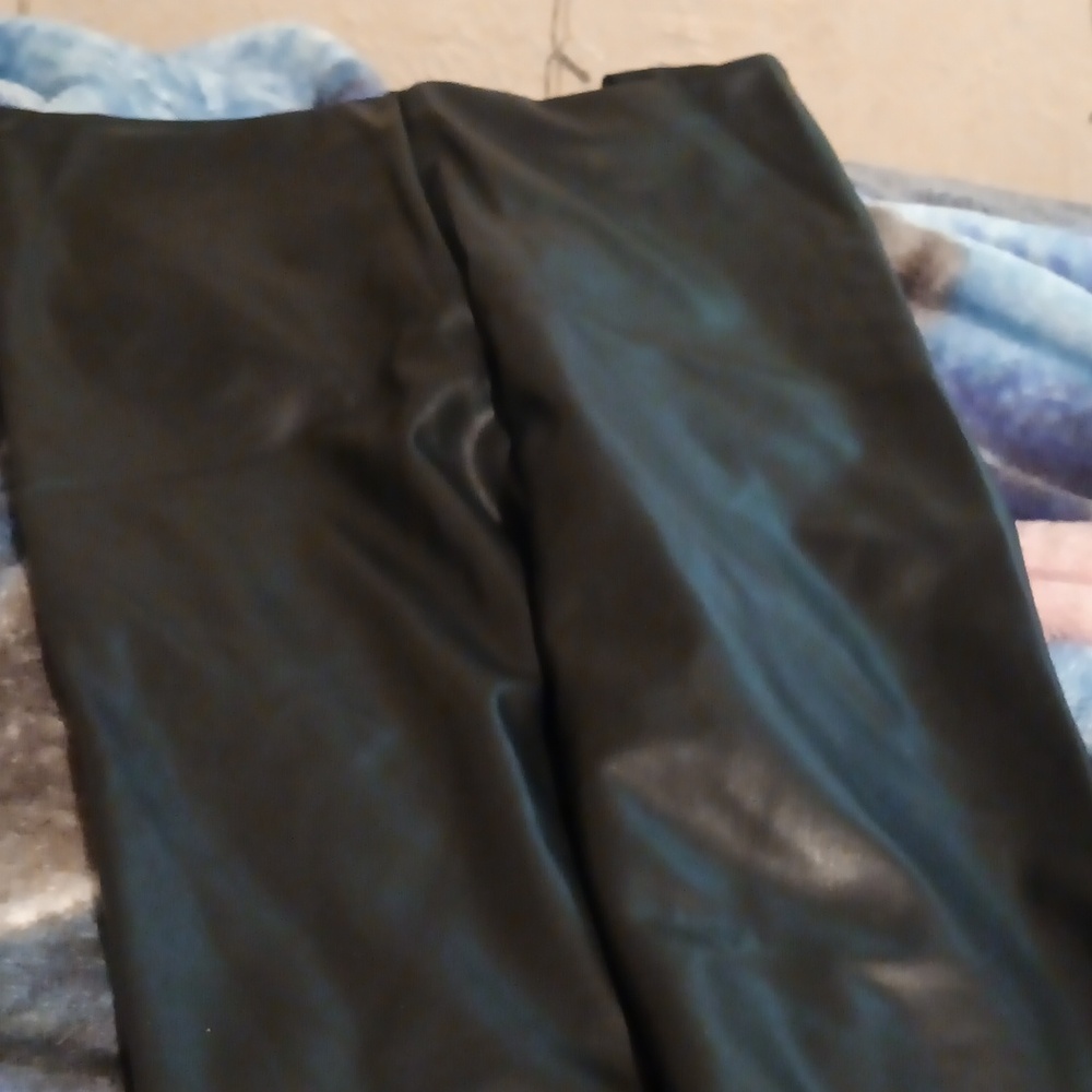 Faux leather jeans
